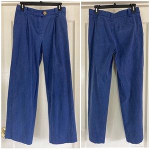 Sezane Women’s Blue High Waist Wide Leg Crop Pants With Front Pleats